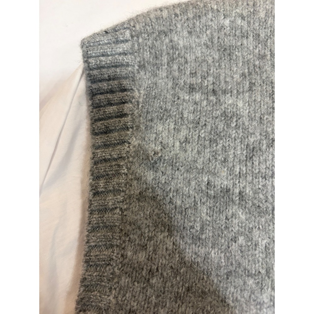 NEW VICI Grey Knit Sweater Vest White Button Down Layered Tie Back Top Small - Picture 12 of 13